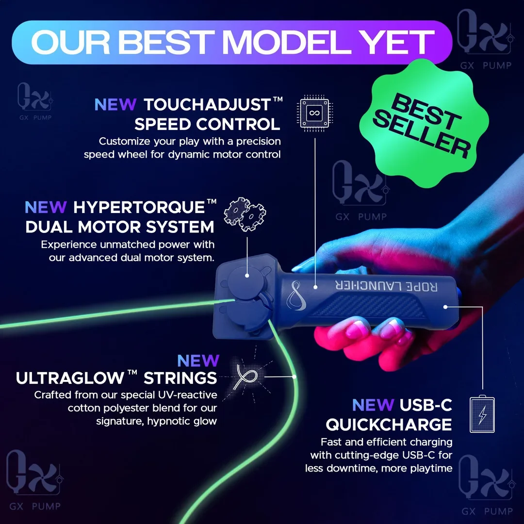 Fidget Toys String Rope Launcher Fidget Toy Loop Rope Glow in The Dark USB Electric String Launcher Handheld Cool Toy Gift