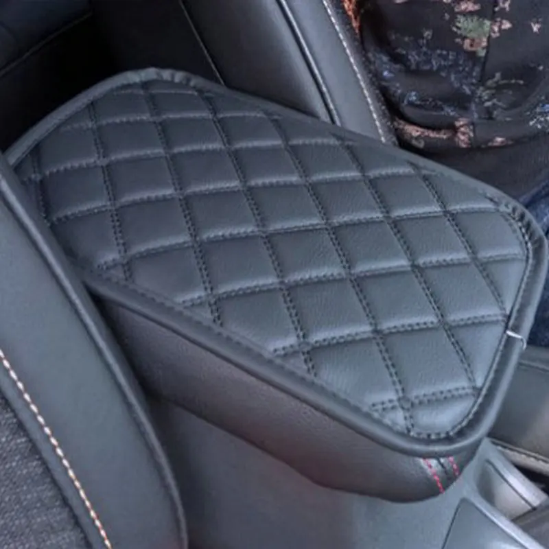 

BJMYCYY Car armrest cushion cover SUV center console PU leather protective pad four season universal armrest box pad