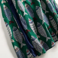 Fish Plaid Print Vintage Cotton Linen O-Neck Sleeveless A-Line Loose Women's Dress Korean Fashion Mid-Calf Dresses For Women - Image 5