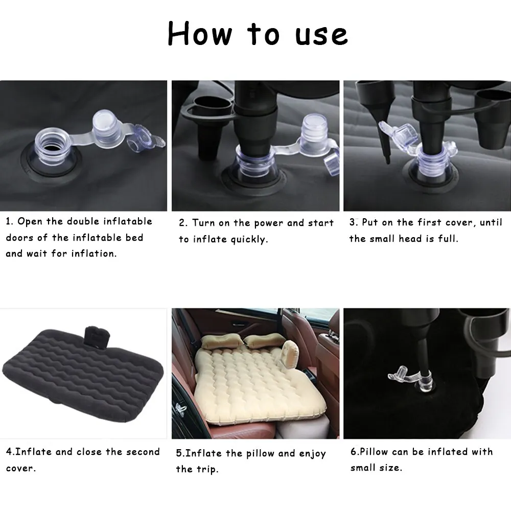 Universal Car Travel Inflatable Bed 80x130cm Auto Back Seat Trunk Mattress Air Bed Pillow Travel Camping Family Outing 1 Set