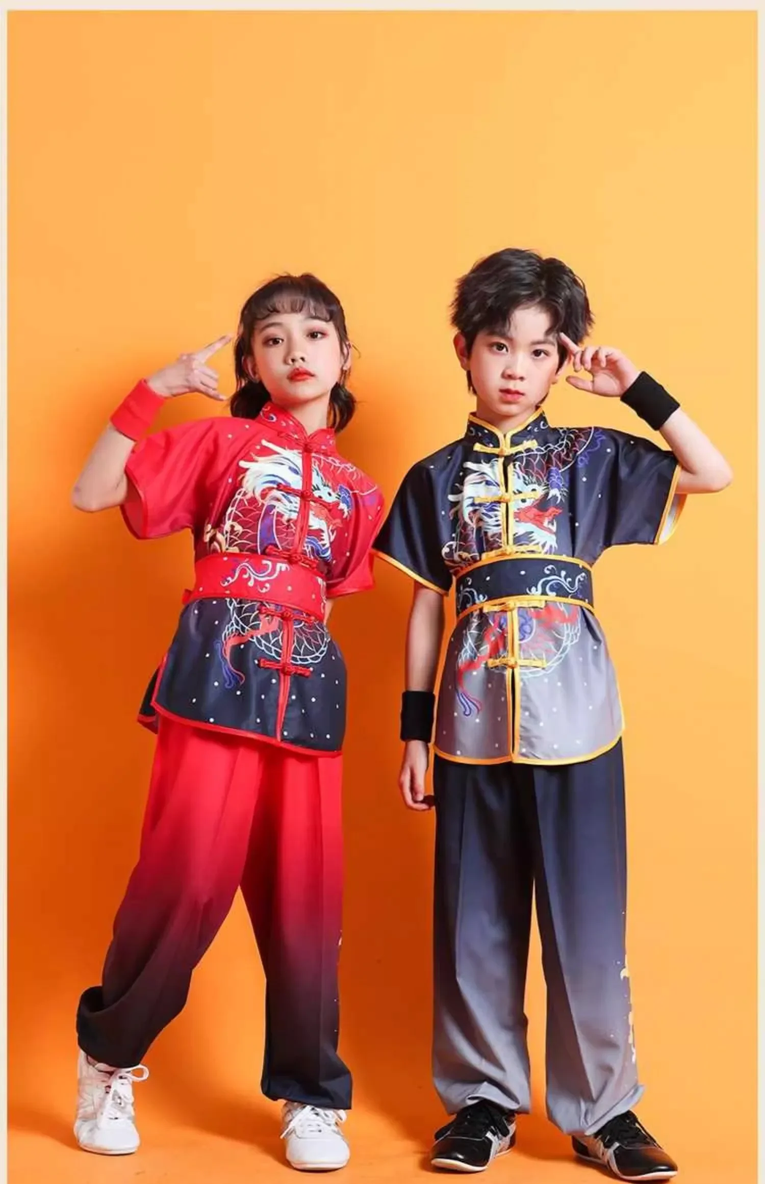 Chinese Children Tai Chi Wushu Clothing Dragon Print Martial Arts Suit Kung Fu Uniform Wing Chun Shaolin Chinese Kungfu Set tai chi clothing chinese traditional costume