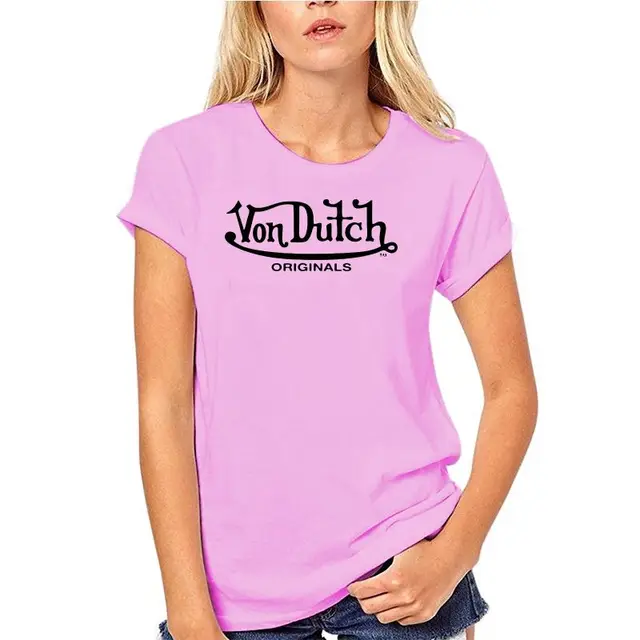 2020Von Dutch originals Logo White T-shirt for Men Size S-3XL 100%Cotton Pink