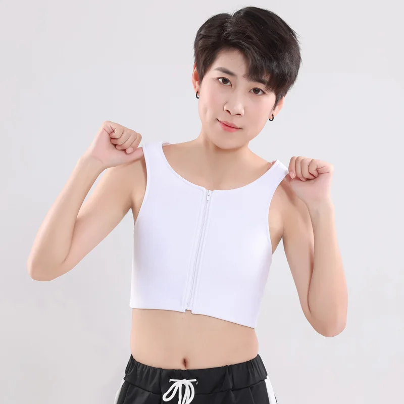 Front Zipper Breast Binder Transmen Lesbian Elastic Breathable Bustier Shirt Summer Comfort Women Les Shapewear Corset Top
