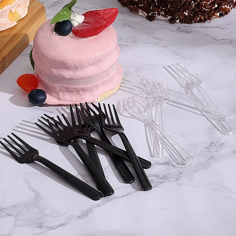 100Pcs/pack Long Handle Fork Reusable Plastic Disposable Forks Party Picnic Pack Tableware Thickening Fine Food Knife