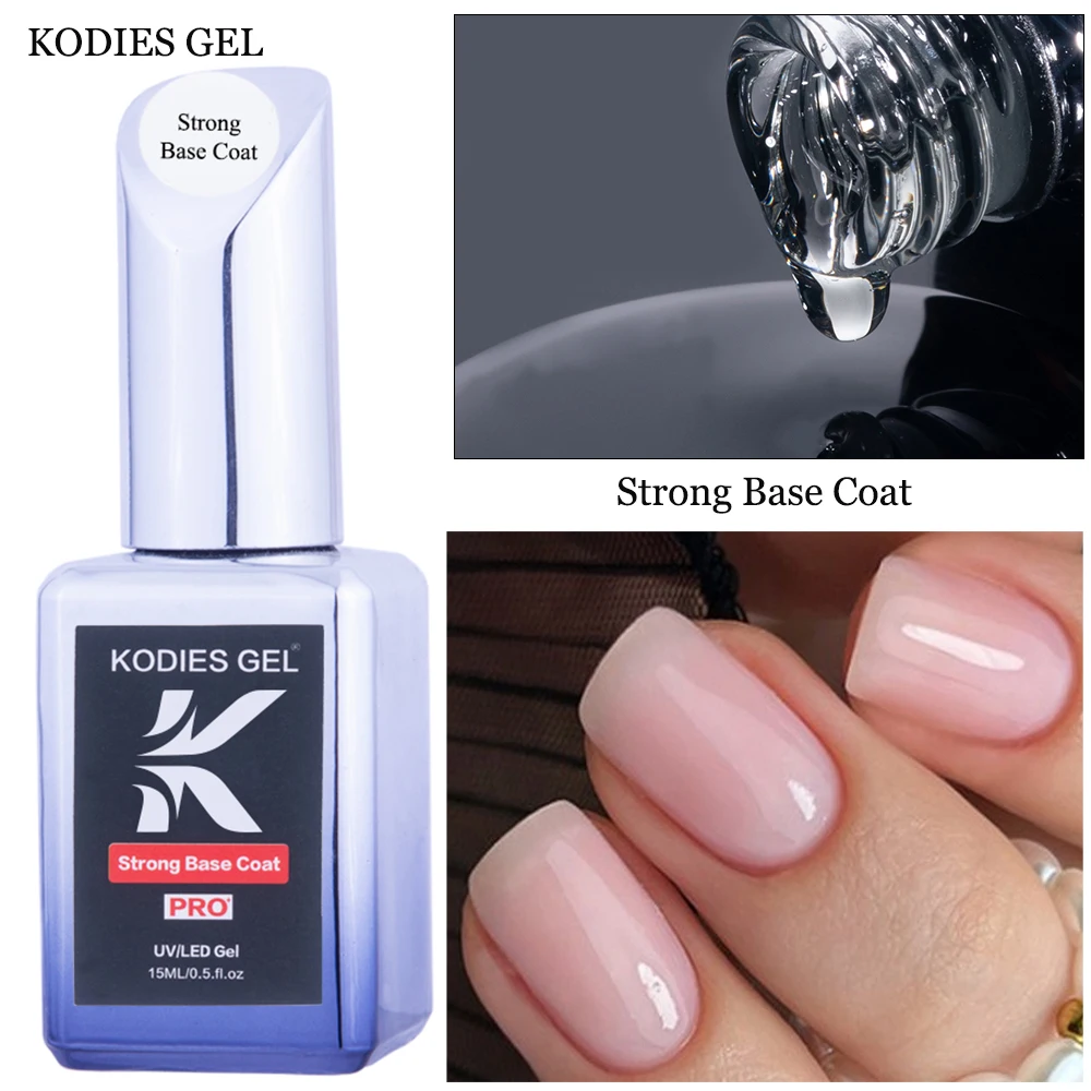 KODIES GEL Hard Base Coat Premium Hybrid Gel Nail Polish 15ML Semi Permanent UV Repair Uneven Broken Nails Manicure Primer Base