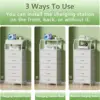 5 Drawers Dresser with Charging Station, Tall Night Stand with Open Shelf, Storage Tower with PVC & Fabric Drawer 6