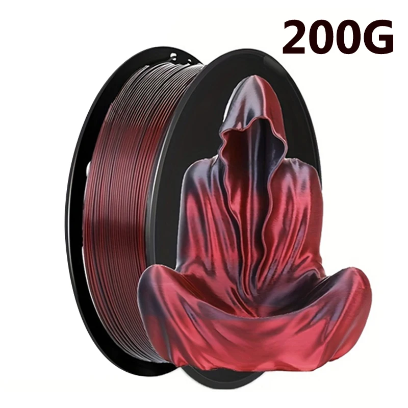 1KG 3D Yazıcı Filament İpek siyah kırmızı PLA 1.75mm 3D Baskı Malzemesi Süblimasyon Ekstrüzyon 200g İpek pla Siyah kırmızı İki Renk