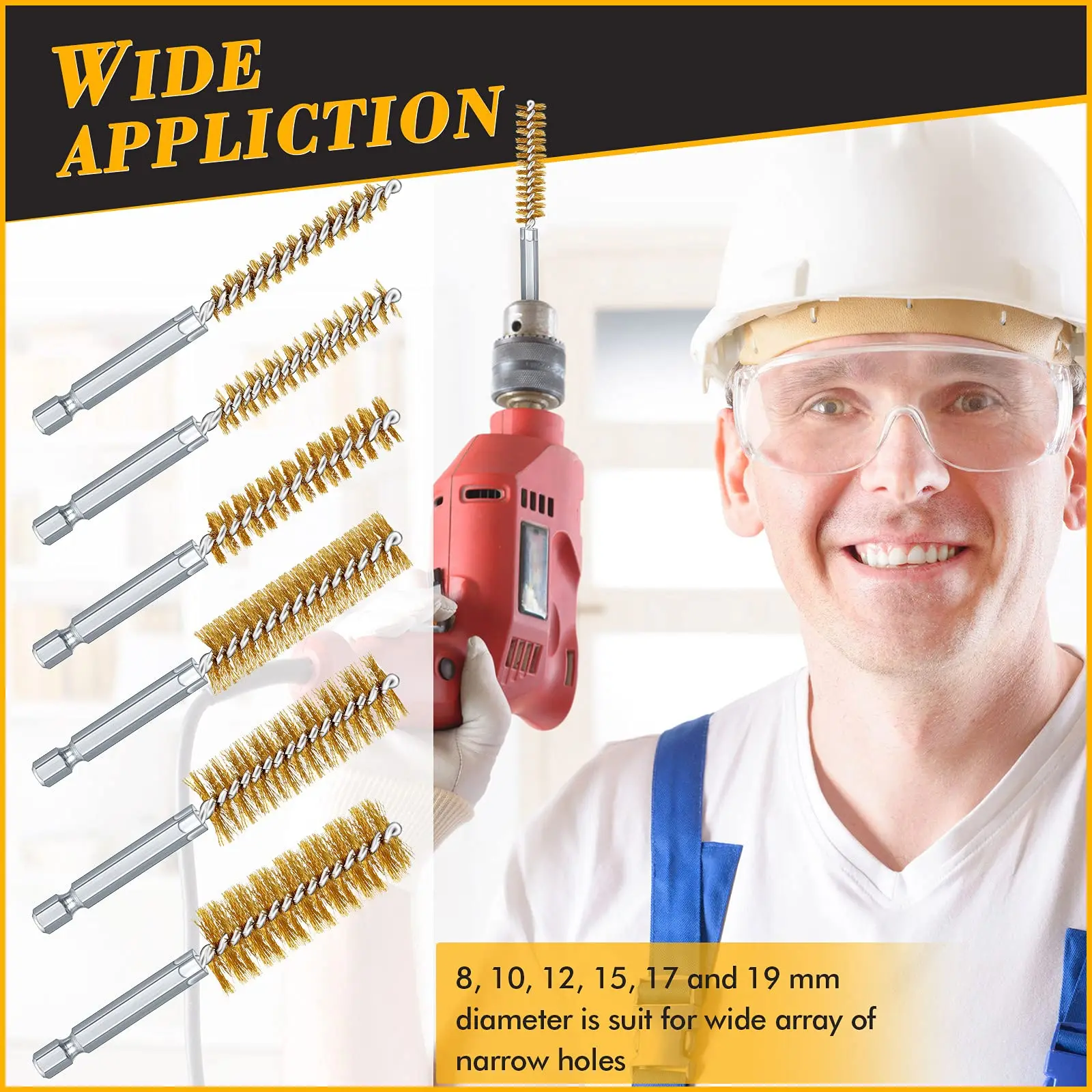 Brosse De Nettoyage D'Alésage 8-19mm Hexagonale Brosse Fil Torsadé Pour Perceuse à Percussion Électrique 6PCS Brosse De Nettoyage - Acier Inoxydable