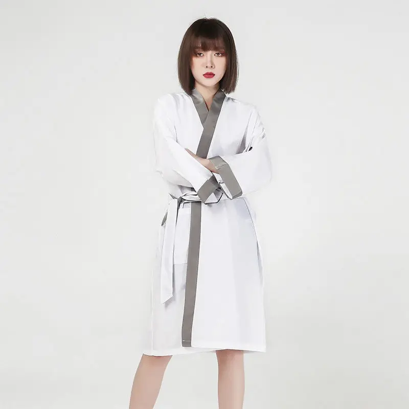 Abito da salone per clienti, mantella, parrucchiere, servizio clienti, taglio dei capelli, grembiule, tessuto avvolgente, tintura per capelli, stile kimono, fornitura spa - immagine 2