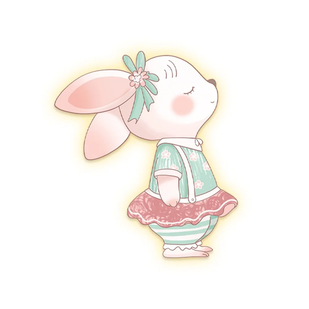 Cartoon Rabbit Flower Mural Night Light 2