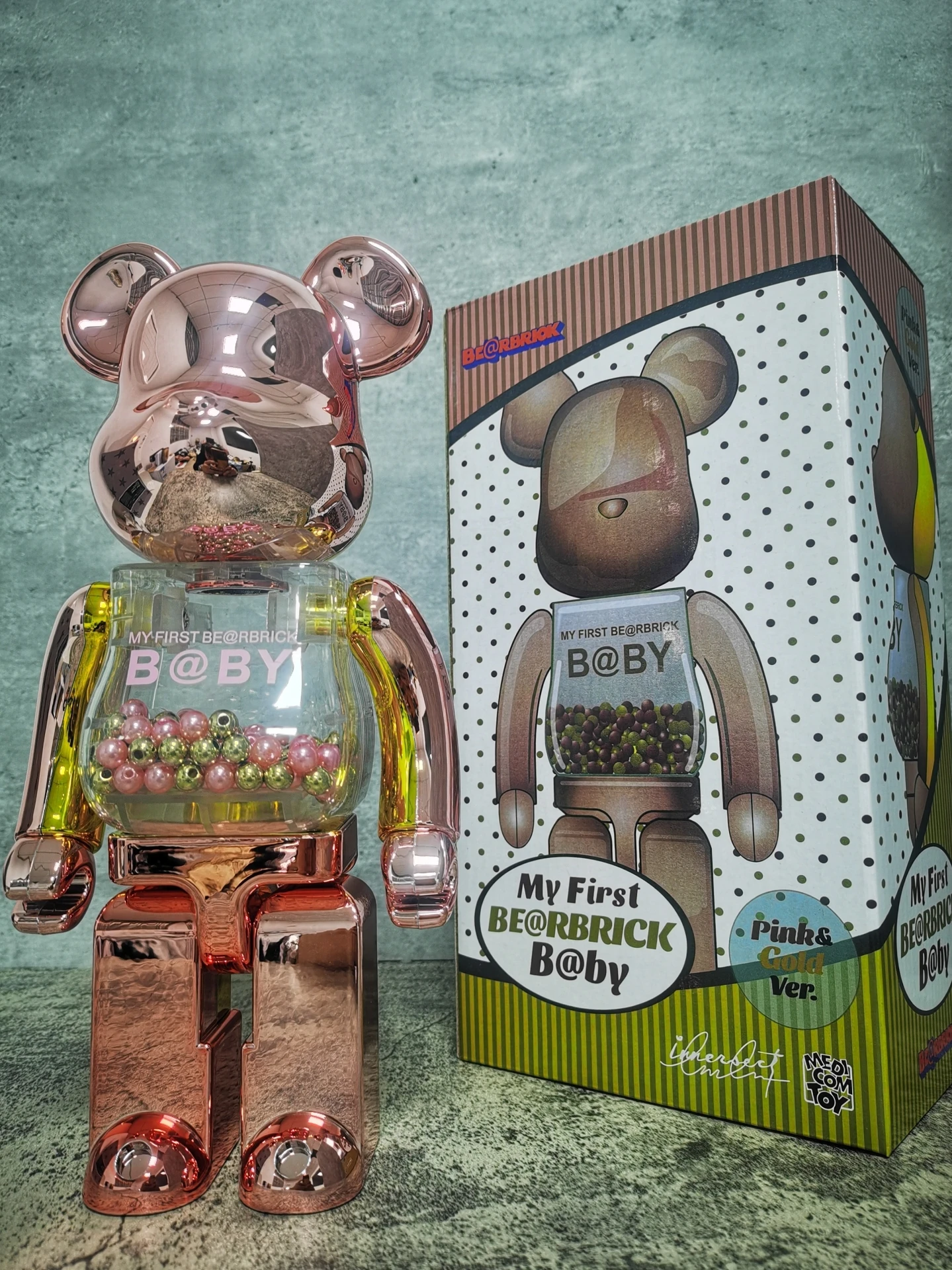 Bearbrick 400% 28CM Electroplating Pink Gold Qianqiu Building