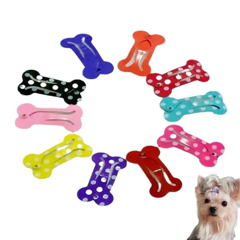 10pcs Bone Hair Clips Non Slip Dog Bone Pet Hair Clip Hairclips Metal Barrettes Accessories for Cosplay Party Pet Dogs