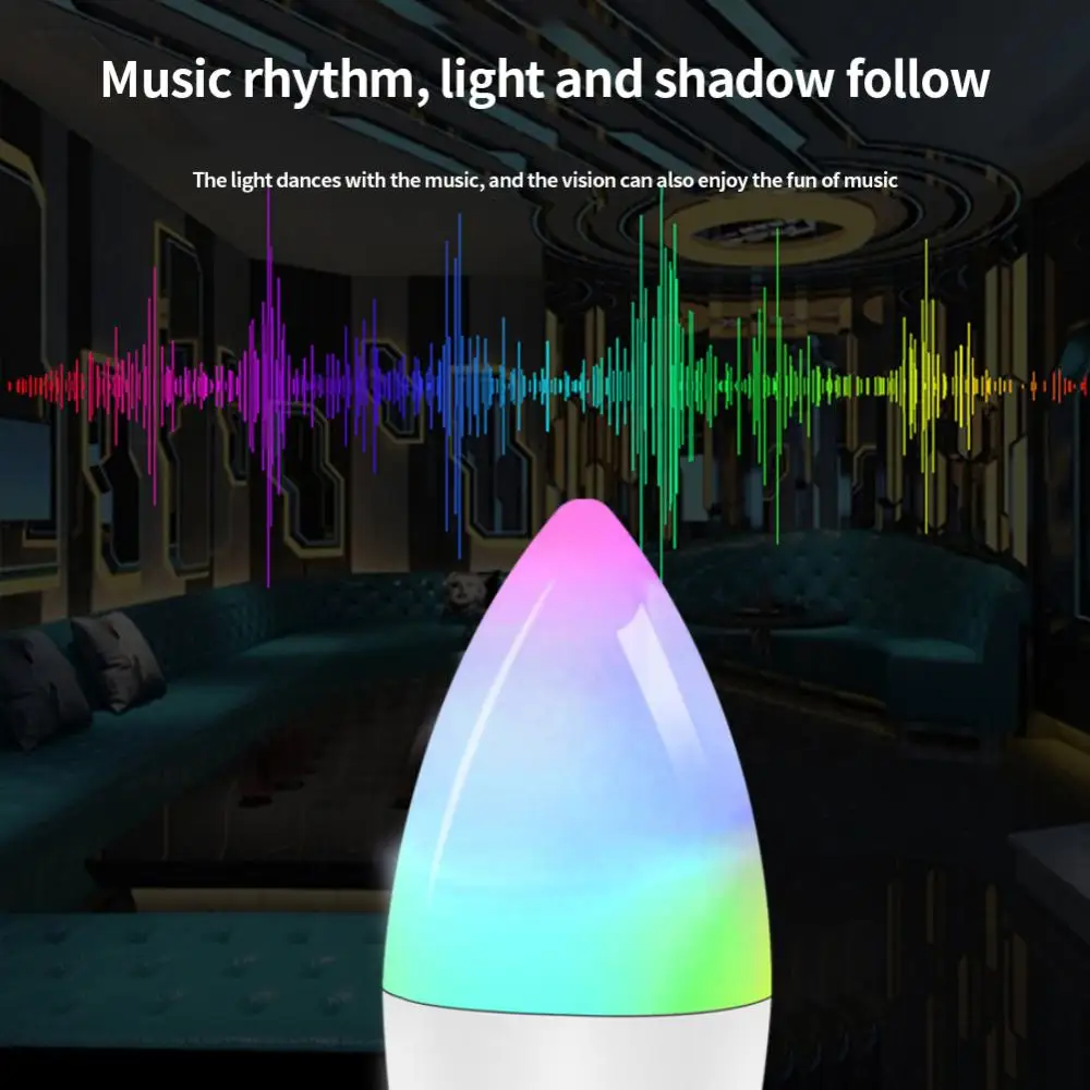 LED 전구 캔들 컬러 실내 네온 사인 전구, RGB 컨트롤러 조명, 가정용 밝기 조절 스마트 램프, 220V, 1  5 개