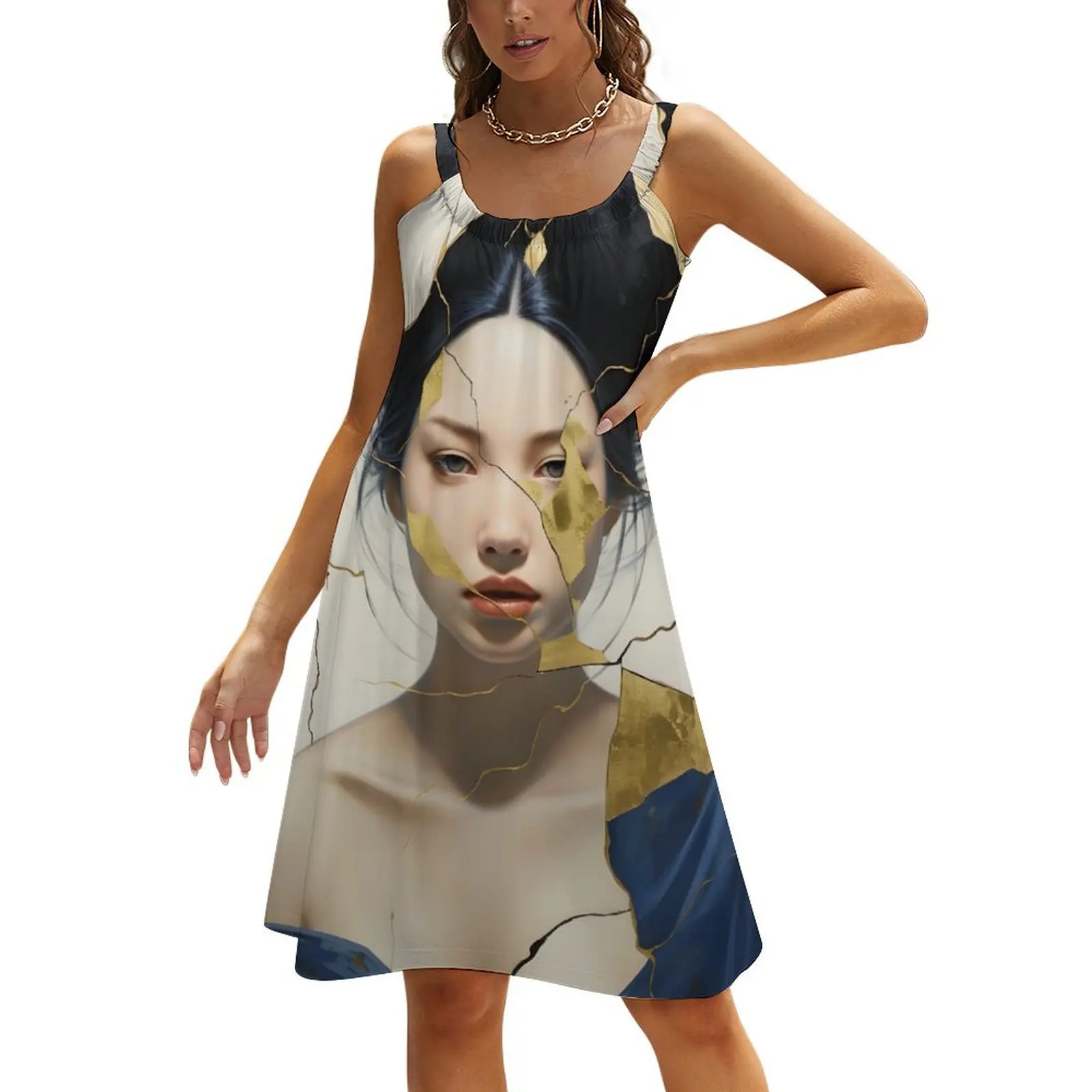 

kintsugi 2 Beach Sling Skirt dress women summer 2024 loose women's dress evening dress women summer outfits for women 2024