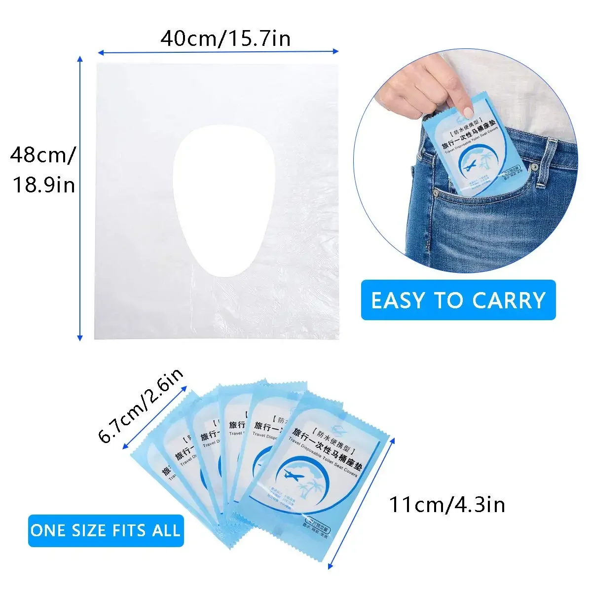 Wholesale Disposable Toilet Seat Cover Portable Travel Waterproof Universal Plastic Individually Wrapped Toilet Seat Protectors 6
