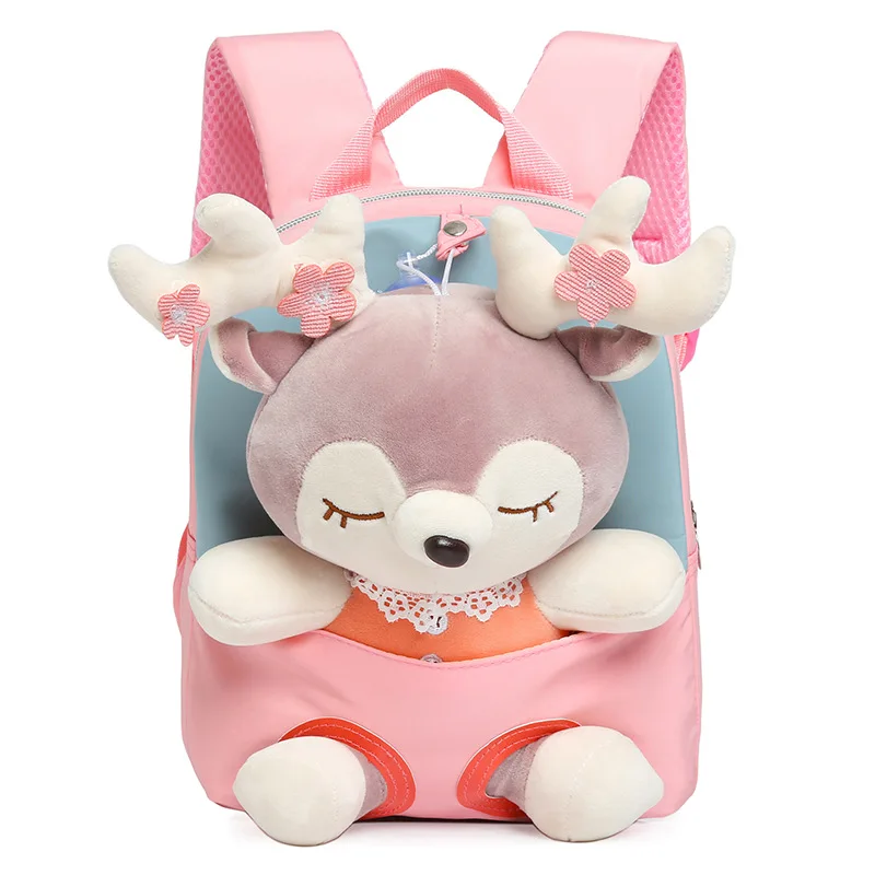 Cartoon Plush Split Elk Cute Children's Small Backpack Kindergarten Baby Girl Lightweight Fashionable Cute Backpack 4