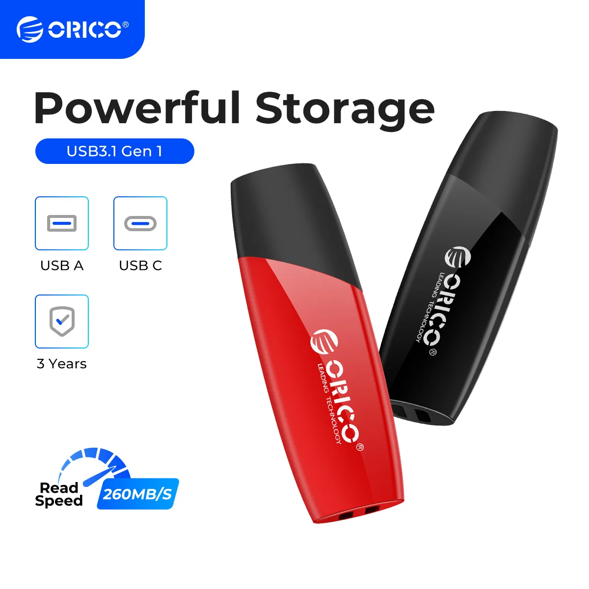 

ORICO New Trend USB3.2 260MB/S USB Flash Drives Black Red Pen Drive Type C 256GB 128GB 64GB 32GB Pendrive for PC Laptop Storage