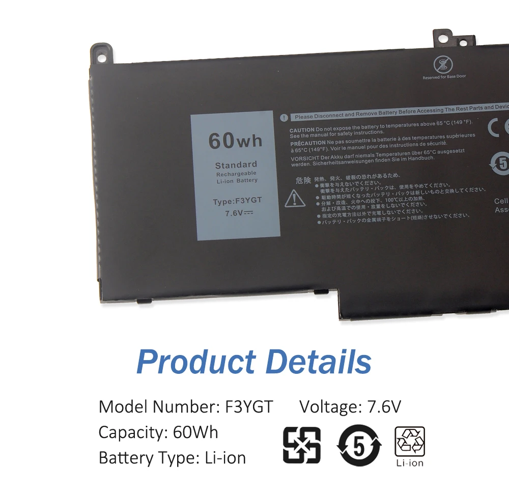 Dell Latitude F3YGT DJ1J0 60WH Laptop Battery - Compatible with Latitude 12 13 14 Series E7280 E7290 E7380 E7390 7280 7290 7380 7390 7480 7490 Description Image.This Product Can Be Found With The Tag Names Battery 60wh f3ygt, Battery dell latitud, Dell battery type f3ygt, Dell dj1j0 battery, F3ygt laptop battery