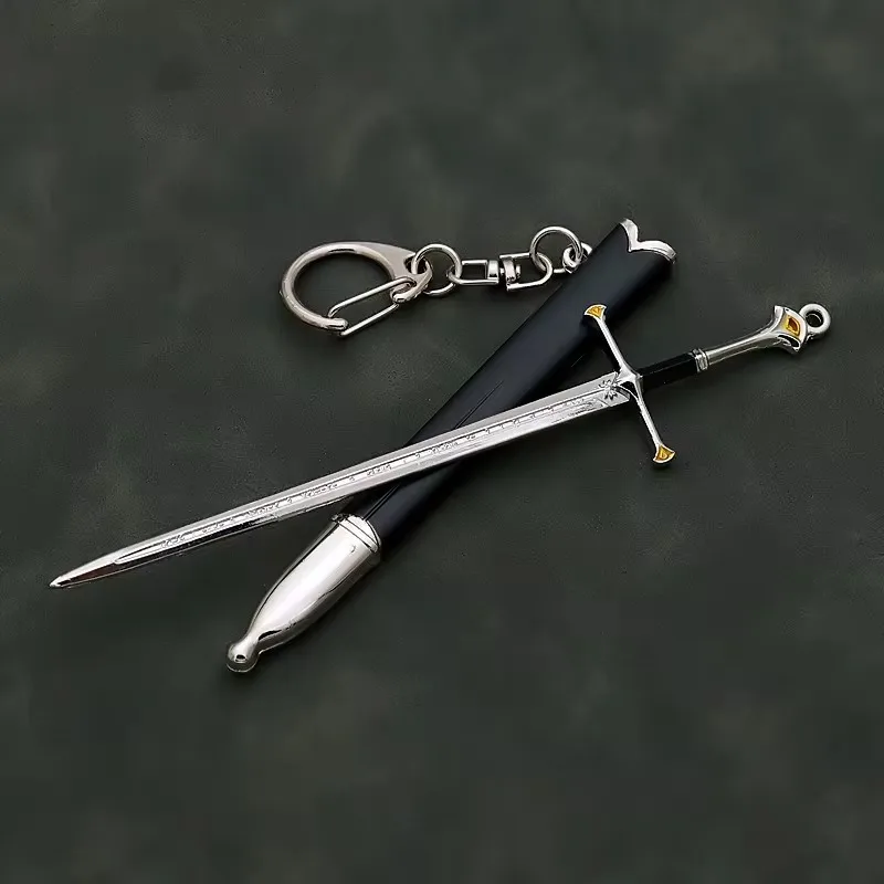 12cm Aragorn Narthil Sword Keychains LOTR Anduril Medieval Weapon Metal Katana Samurai Sword Keychain Ornaments Toys collections 3