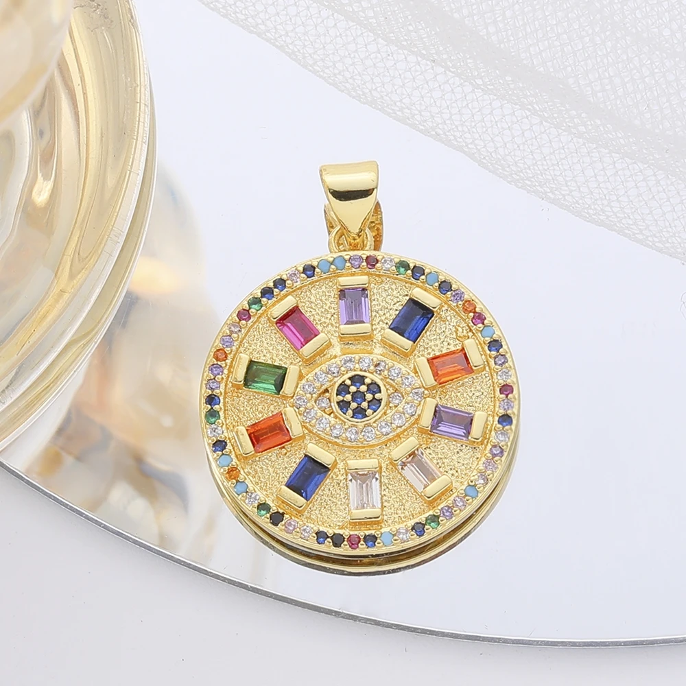 Juya 18K vergoldete, mit Zirkonia besetzte, dekorative Emaille-Hamsa-Hand-Fatima-Griechisches-Böses-Auge-Anhänger für DIY türkische Talisman-Schmuckherstellung – Detail 15