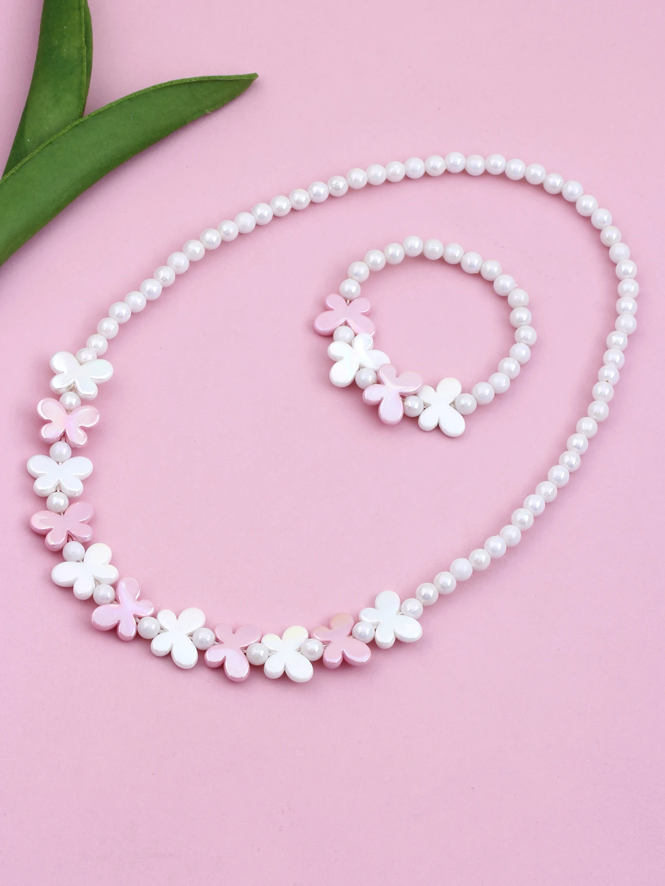 2pcs Girls Butterfly Decorated Jewelry Sets Beaded Necklaces and Bracelets for Daily Wear jewelry sets,jewelry set
