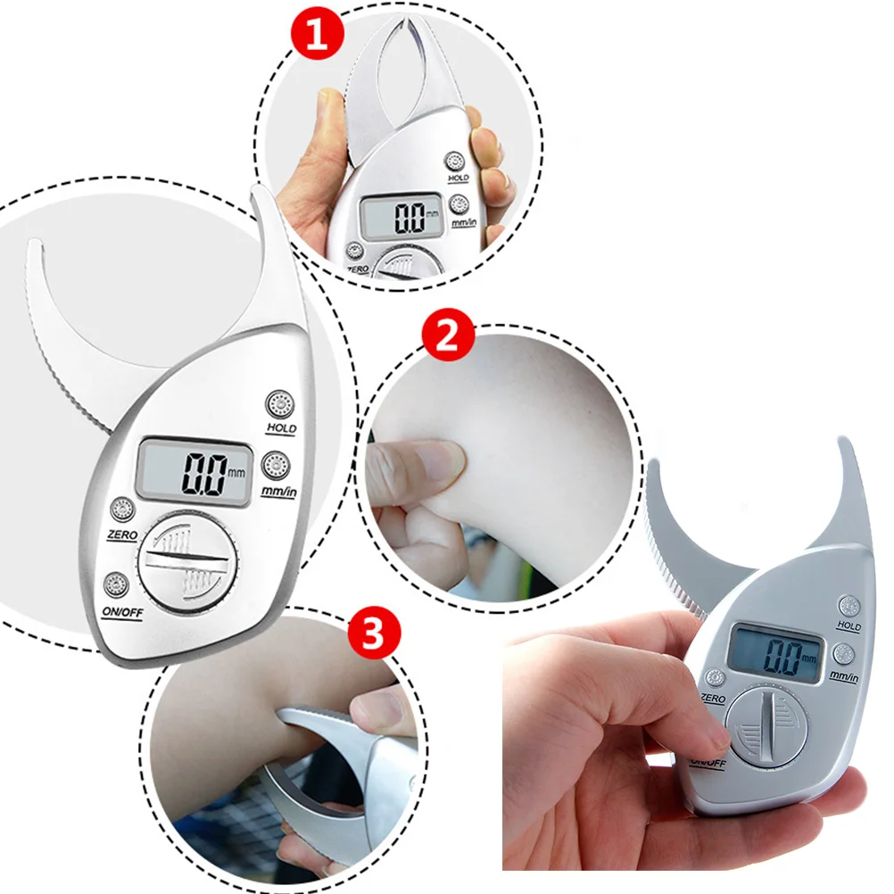 Fitness Body Fat Caliper Clip Fat Measuring Tool Clear LCD Display Skin Fold Analyzer Professional Adipometer Caliper
