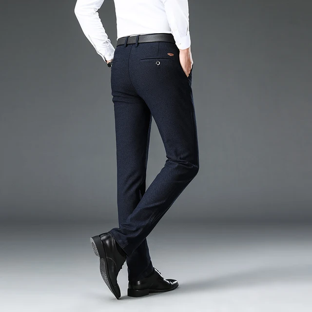 New Autumn Classic Men's Suit Pants Business Fashion Black Blue Elastic Regular Fit Formal Trousers Male Brand Clothing 38 40 2