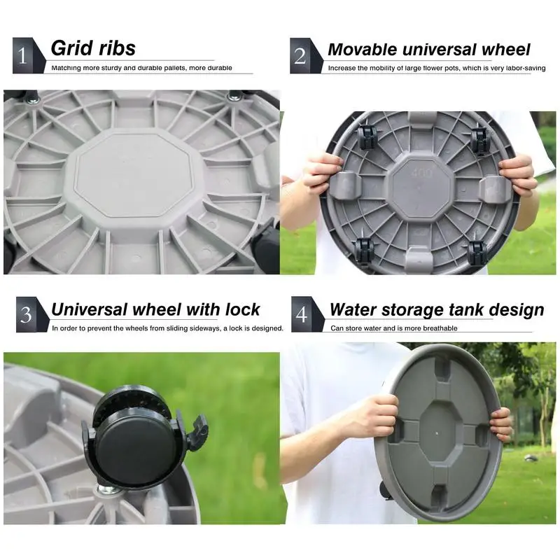 Plant Stand Universal Flower Pot Wheels Round Plastic Tray for Potted Plants
