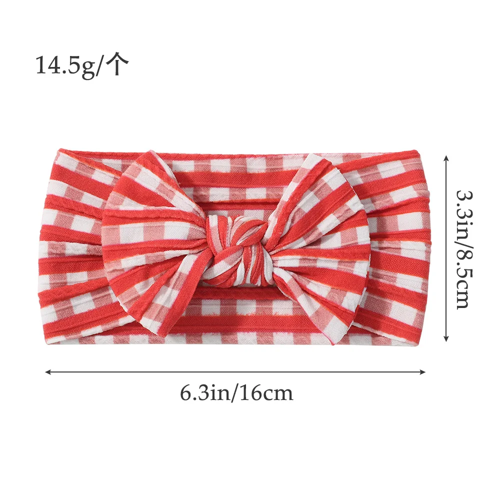 1pcs 5colors Amazon's new red plaid baby soft elastic headband fabric baby bow headband Hair Accessories 2