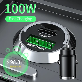 Mini caricabatteria da auto da 100 W PD tipo C ricarica rapida per iPhone 15 QC 3.0 Mini USB C caricabatteria per telefono cellulare per auto per Samsung Xiaomi Huawei