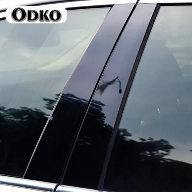 Glossy Black Car Door Window Center B C Pillars Post Middle Column Cover Trim Mirror Effect Sticker For Honda Civic FD 2006-2011