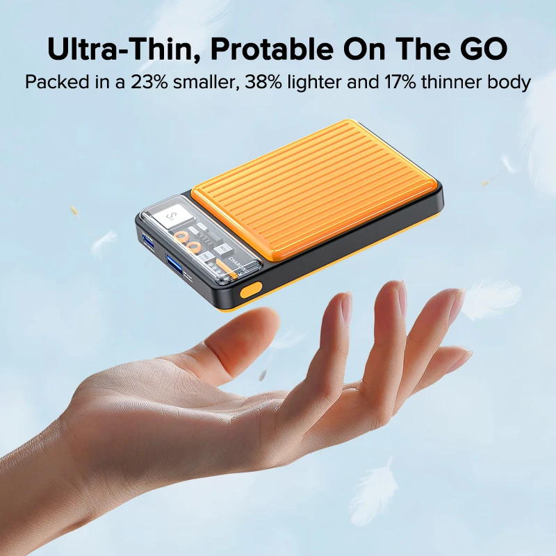 QOOVI Power Bank 22.5W PD QC Charger Ultra-thin Portable Powerbank 10000mAh Battery Fast Charging For iPhone 14 Xiaomi Samsung