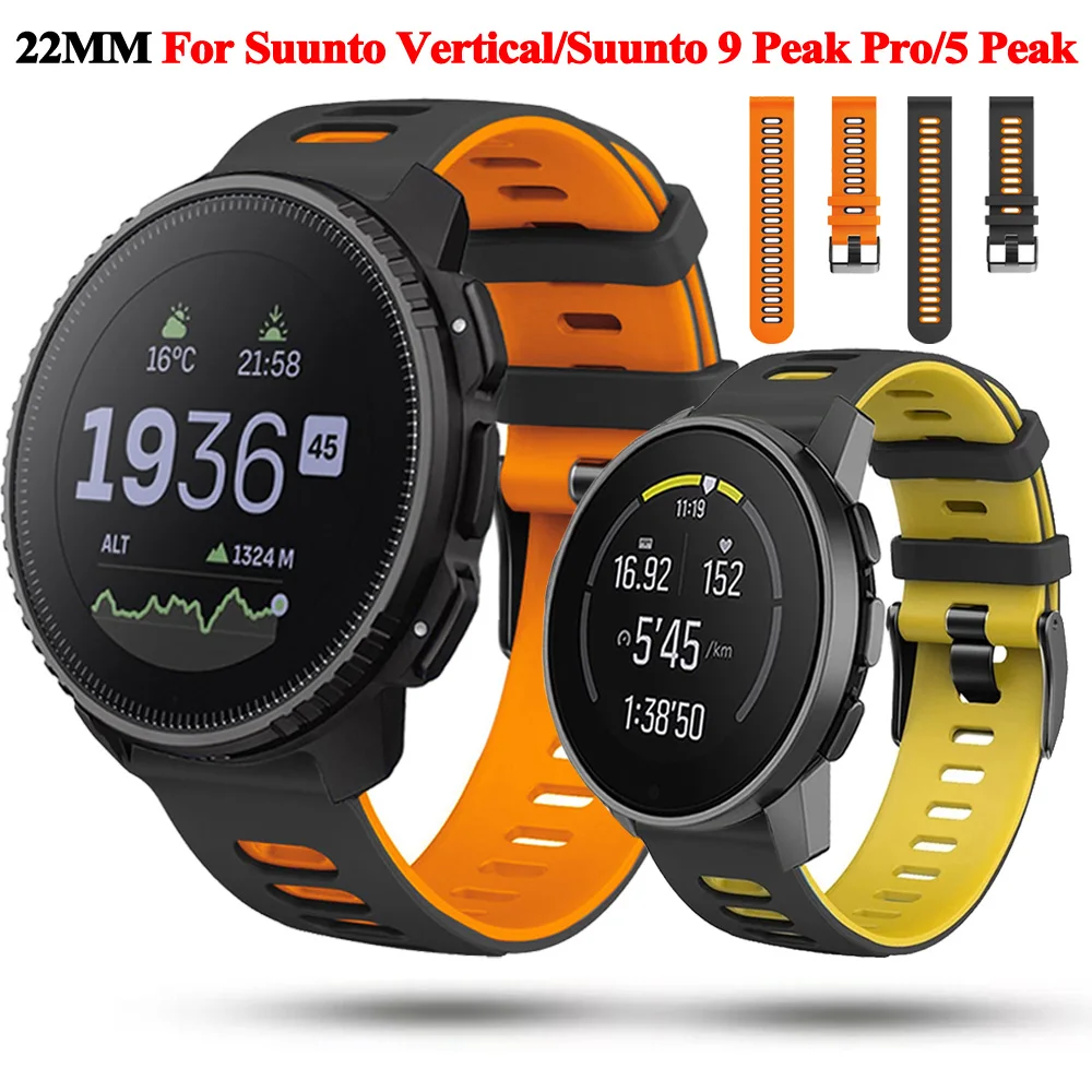 

For Suunto Vertical / 9 Peak Pro / 5 Peak 22mm Soft Silicone Smart Watchband For Suunto 9 5 Peak Watch Strap Wristband Bracelet