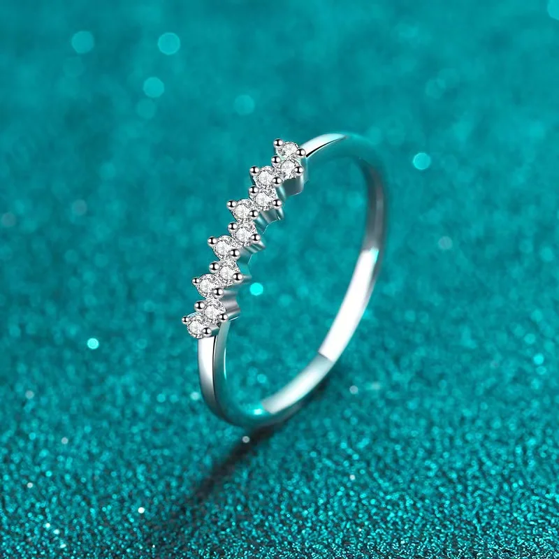 

Trendy 925 Sterling Silver 0.165ct D Color VVS Moissanite Eternity Ring for Women Plated Platinum Diamond Wedding Rings Gift