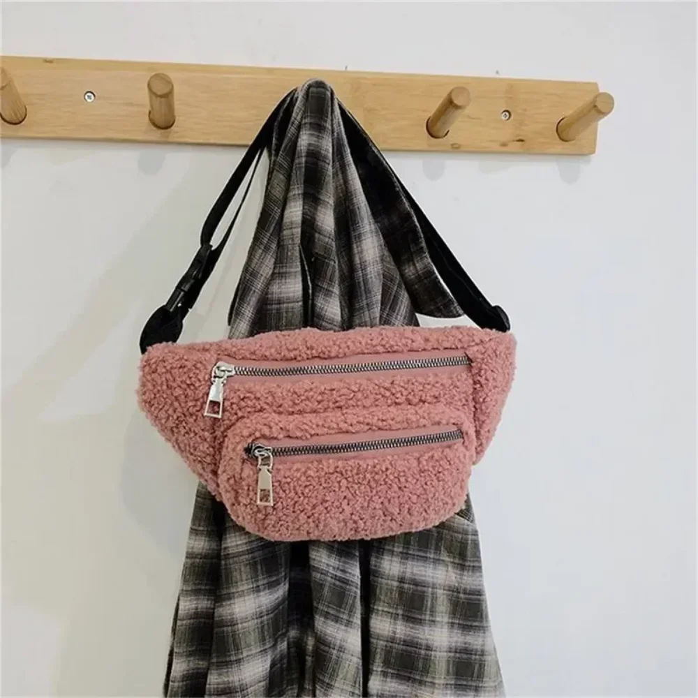 

Plush Women's Waist Bag Solid Color Belt Bags Shoulder Crossbody Chest Bag Brand Designer Female Fanny Pack Banana Hip Purse