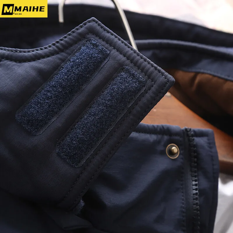 Warm 2023 Winter Jacket Men's Plus Size Cotton Padded Warm Parka Coat Casual Faux Fur Hooded Fleece Long Male Jacket Windbreaker