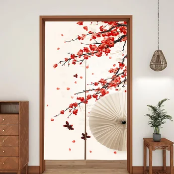 1pc giapponese Ukiyo-e stile Plum Blossom e farfalla rossa tenda decorativa per porta, divisorio a prova di fumo per camera da letto o cucina 1