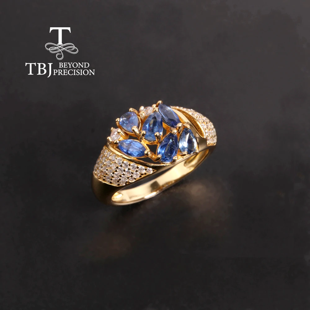 

Великолепное модное синее серебряное кольцо из натурального кианита для женщин, роскошные Изящные ювелирные изделия для помолвки, юбилея и банкета