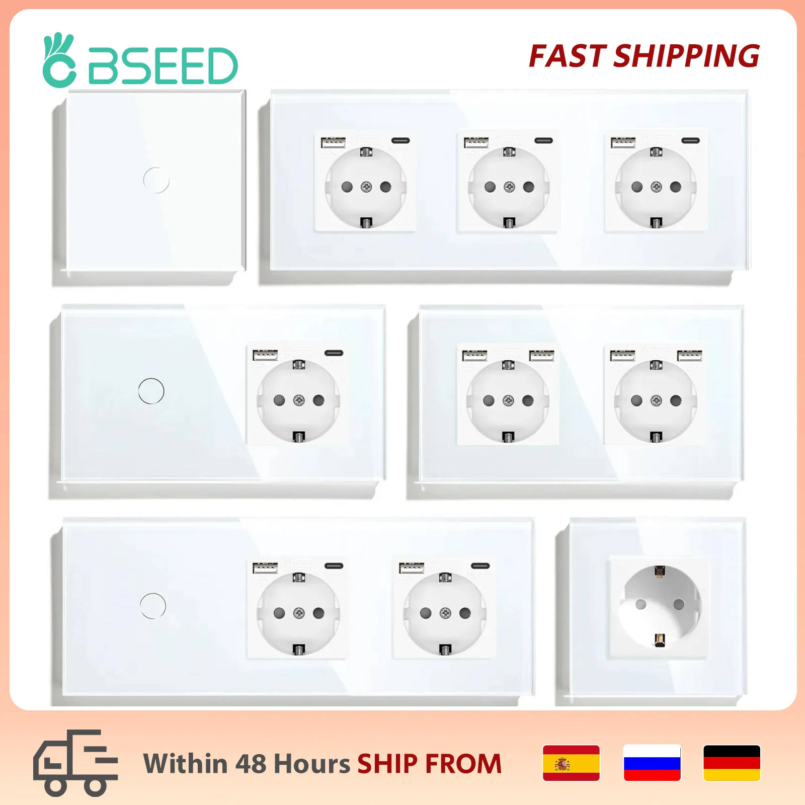 Bseed-Interruptor táctil para luz, 1 Banda, 1 vía, estándar de la UE, 300W,  negro, blanco, dorado, con Panel de cristal - Historial de precios y  revisión, Vendedor de AliExpress - Bseed Store