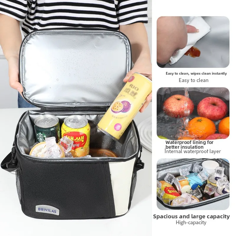 옥스포드 천 도시락 가방 내구성 있는 피크닉 캠핑 쿨러 가방 모던 미니멀리스트 스타일 보온 대형 아이스백 크로스바디