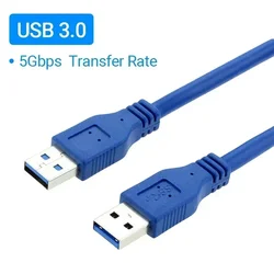 High - Speed USB 3.0 A to A Male Extension Cable for Enhanced Data Transmission (USB 3.0 Blue)