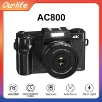Ourlife AC800 Digital Photography Camera 4K 18X Digital Zoom Compact Vintage Vlog Video WiFi Recorder YouTube 180° Flip Screen
