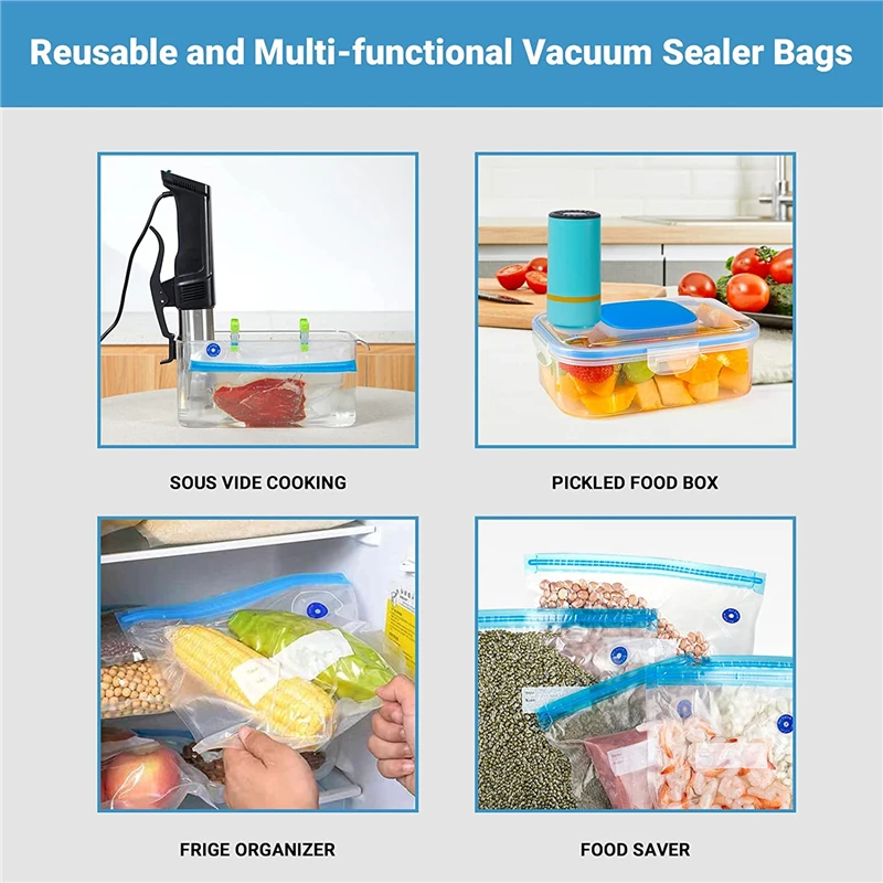 Electric Handheld Vacuum Sealer Pump Sous Vide Bags USB Rechargeable BPA  Free 5Pcs Reusable Vacuum Food Storage Zipper Bags Set - AliExpress