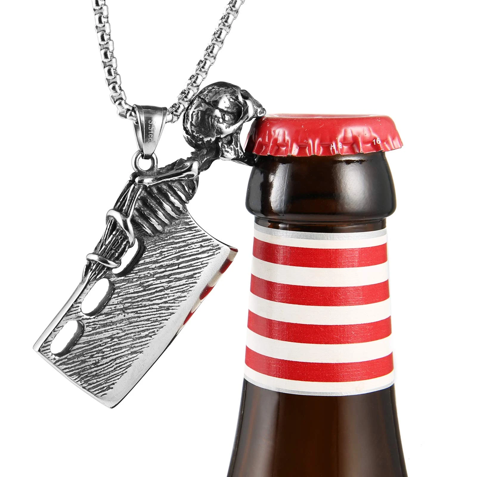 

Personalized Hell Demon Skull Knife Corkscrew Pendant Stainless steel necklace Punk Knight Jewelry Accessories