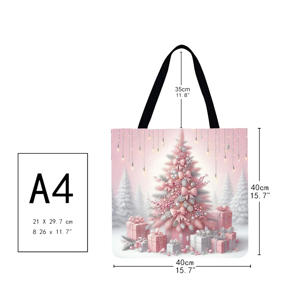 Linen Christmas Large Capacity Tote Bag