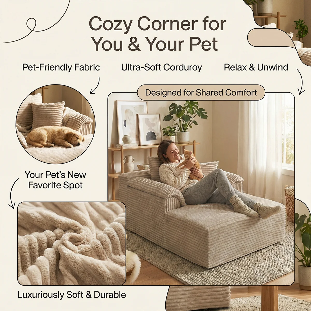 High Resilience Reclining Sofa Chair, Indoor Frameless Sofa Bed, Deep Seating Sleeper, Reading & Movie Lounge Chair, Cloud Soft