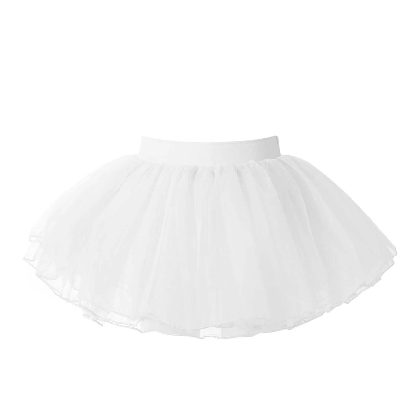 

Pleated Dance Tutu Skirts Princess Midi Fairy Tulle Skirt Kid Girls Dance Clothing Solid Color Four Layer Dance Tutu Mesh Skirts