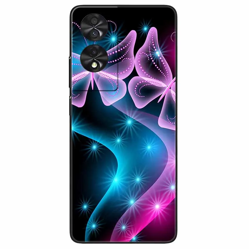 Floral Silicone Soft TPU Phone Cover with Black Bumper