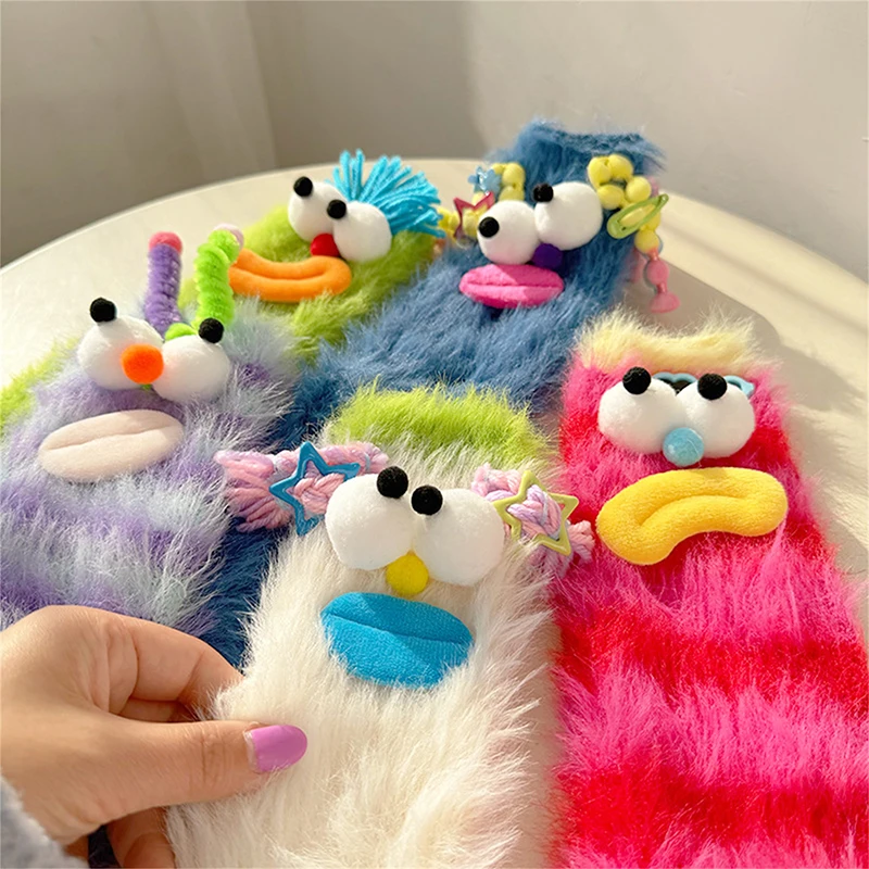 

Fashion Autumn Winter Warm Socks Thickened Coral Fleece Mid Tube Socks Funny Ugly Cute Floor Sleeping Socks Aldult Accessories
