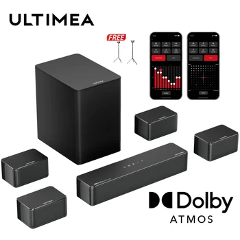 ULTIMEA 7.1 Soundbar with Dolby Atmos and APP Control, Home Theater Bluetooth Speaker with Wrieless Subwoofer&4 Surround Speaker 1